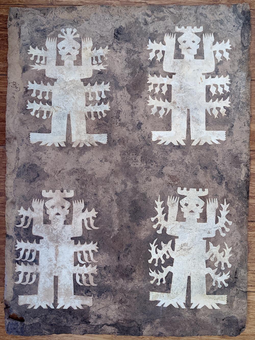 Vintage Mexican Precolombian Design on Bark Paper