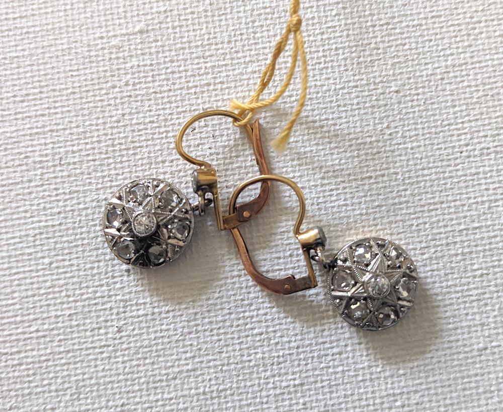Vintage 14K White Gold Diamonds Earrings