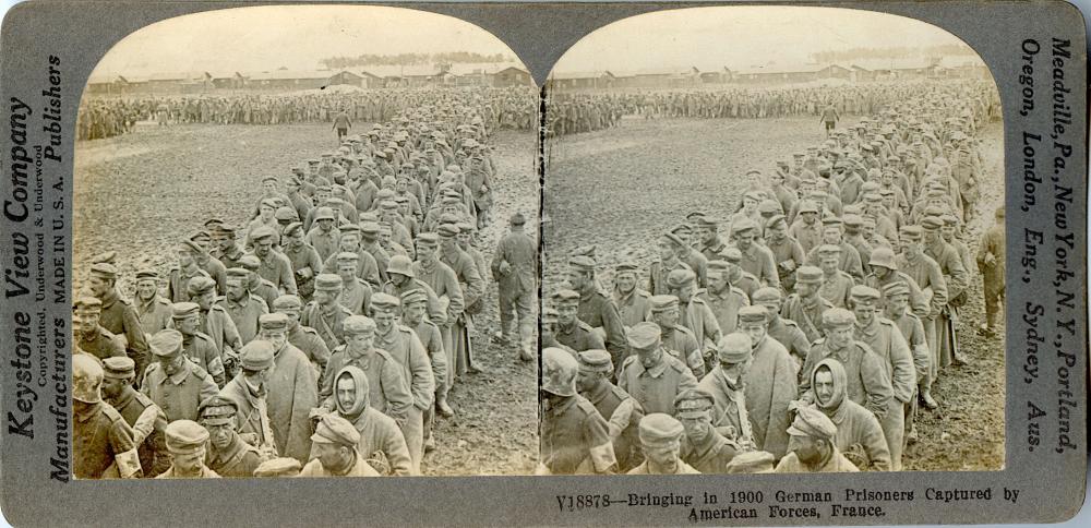 Antique Historical Real Photo Stereoview German Prisoners WWI