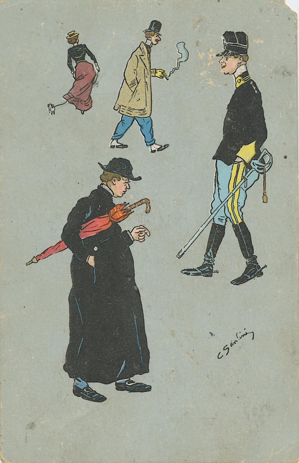 Antique Vintage Postcard Illustration Signed