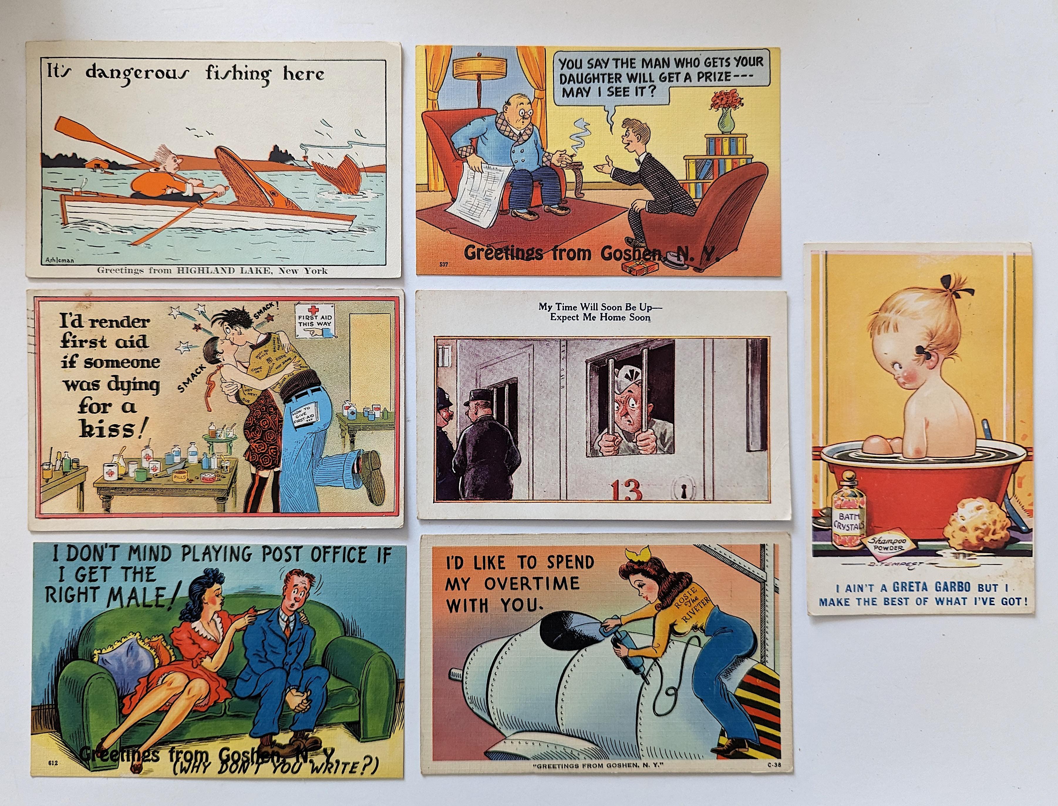 Vintage Group Set 7 American Illustration Postcards