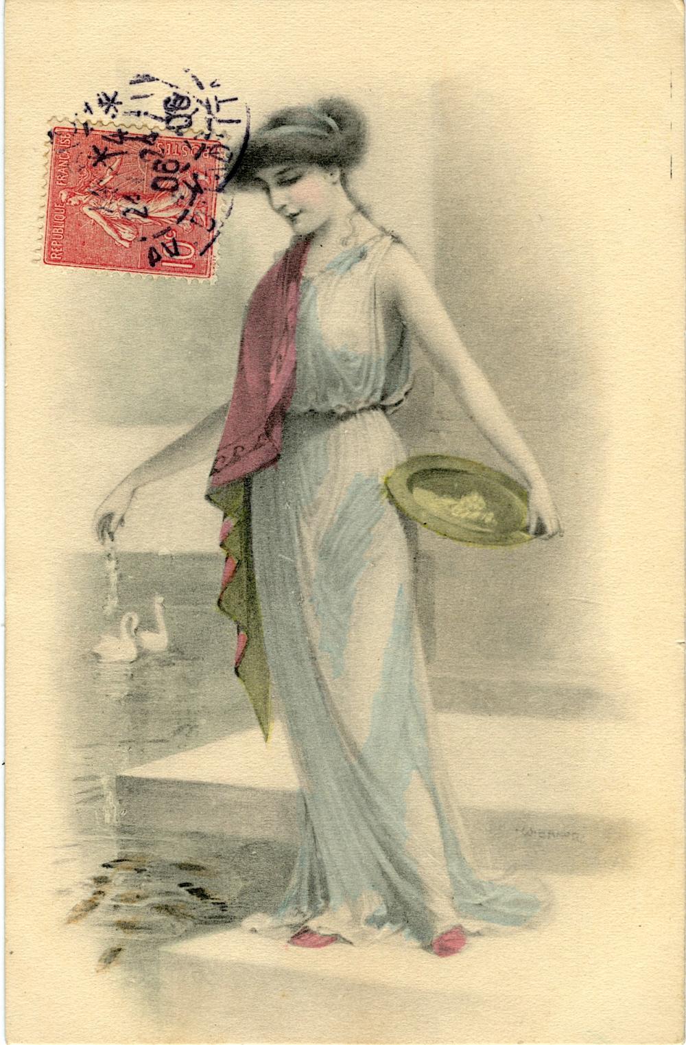 Antique / Vintage Rare Postcard Aviation Circus Nouveau Deco