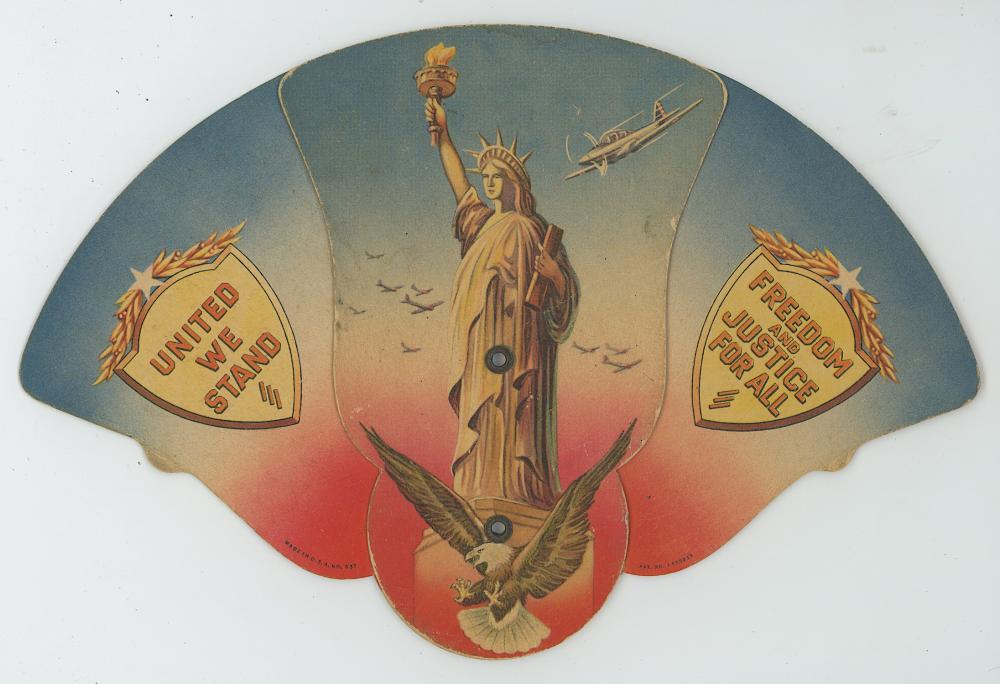 Antique Advertising Hand Fan FREEDOM AND JUSTICE FOR ALL