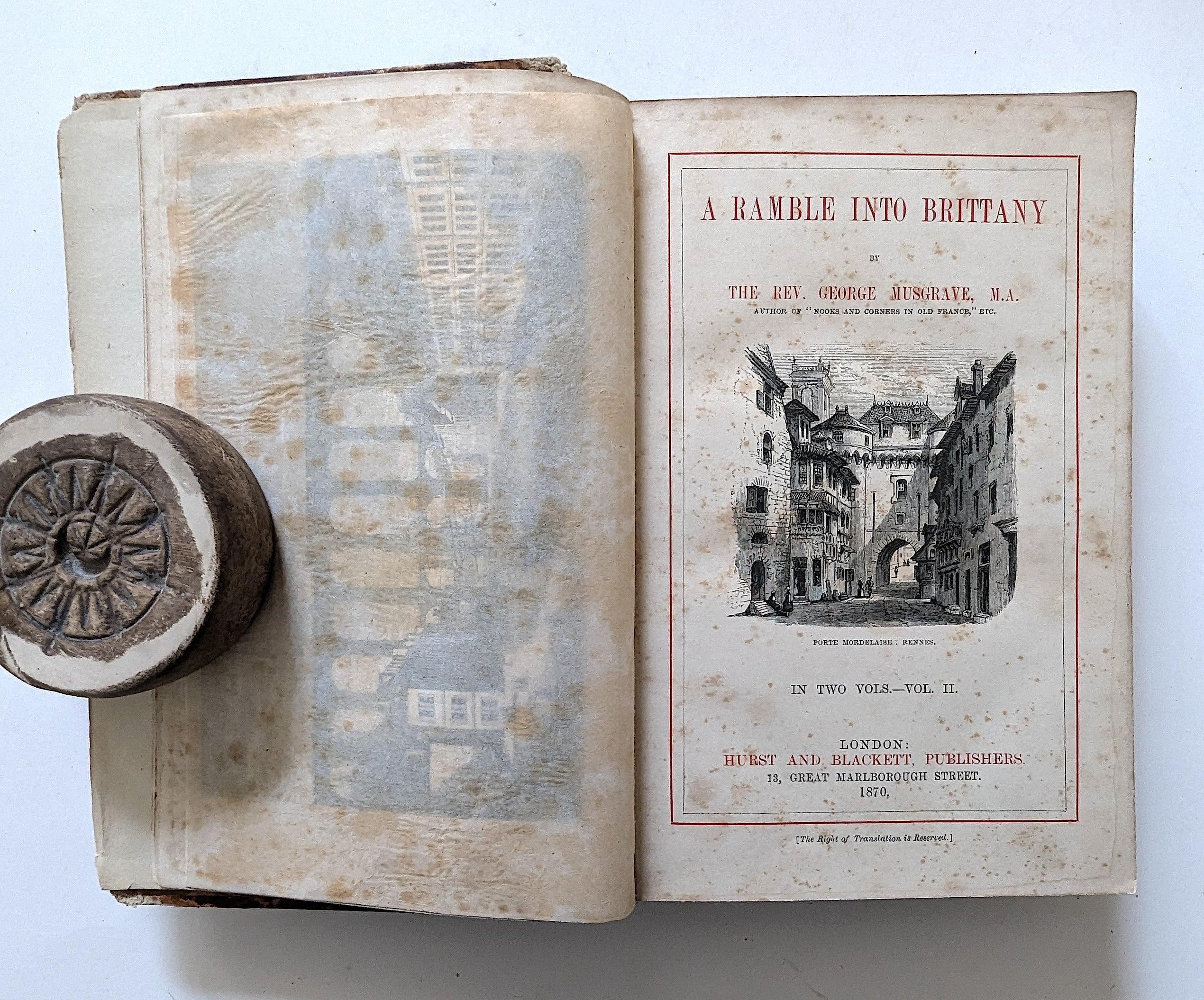 Antique Scarce Used Book A Ramble Into Brittany, 1870