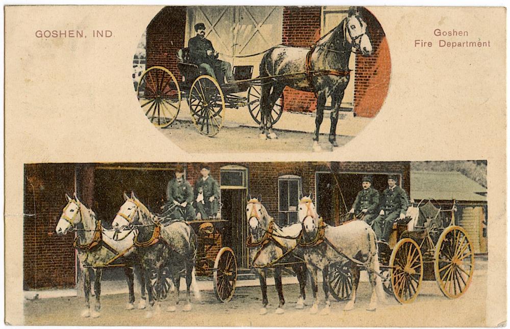 Rare Vintage Antique Postcard Goshen Fire Department