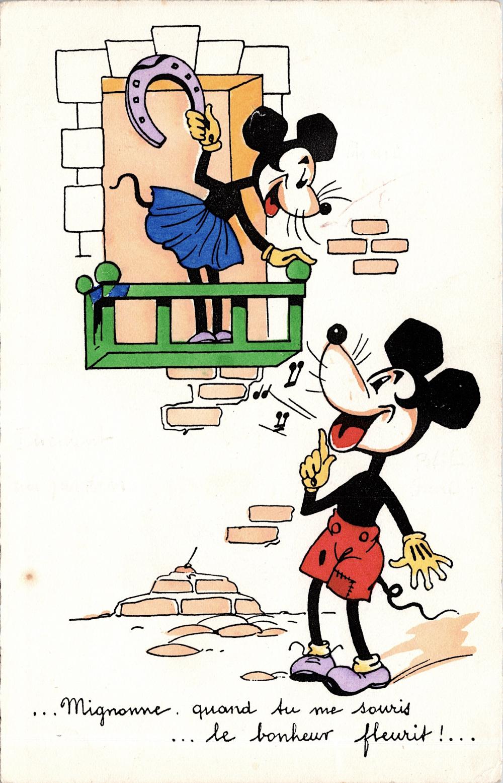 Vintage Walt Disney Postcard Mickey Mouse 1920s - 1950s