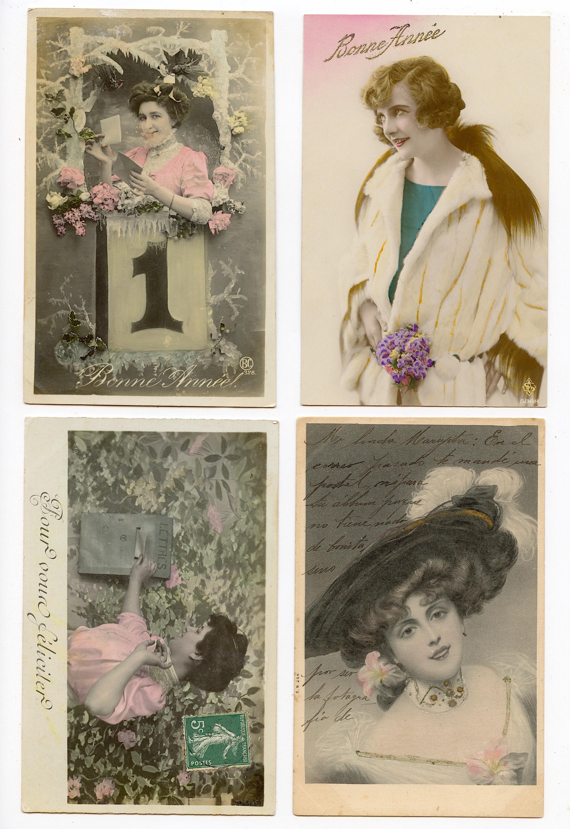 Antique Vintage Scarce Set Postcards Nouveau Actress