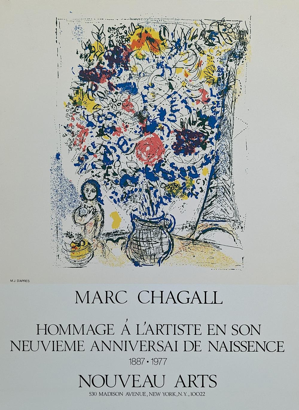 Genuine Poster MARC CHAGALL Printed 1977 M.J D'APRES