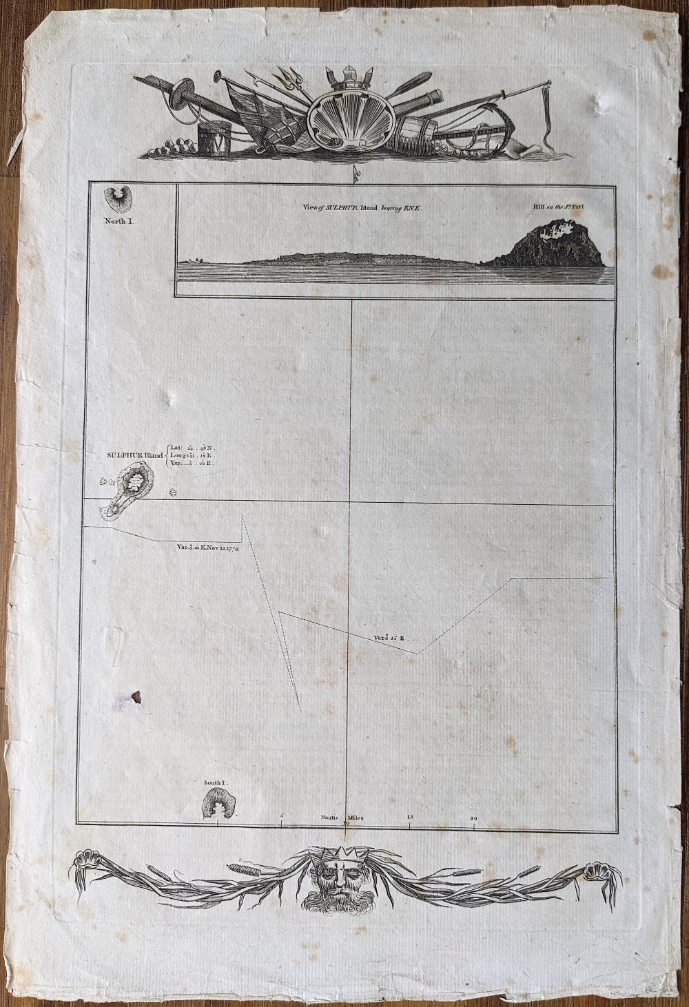 Antique Map of Captain James Cook's Voyages to the Pacific Region
