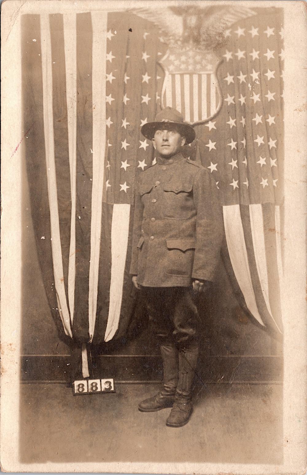 Real Photo Rare Vintage Postcard American Military WWI