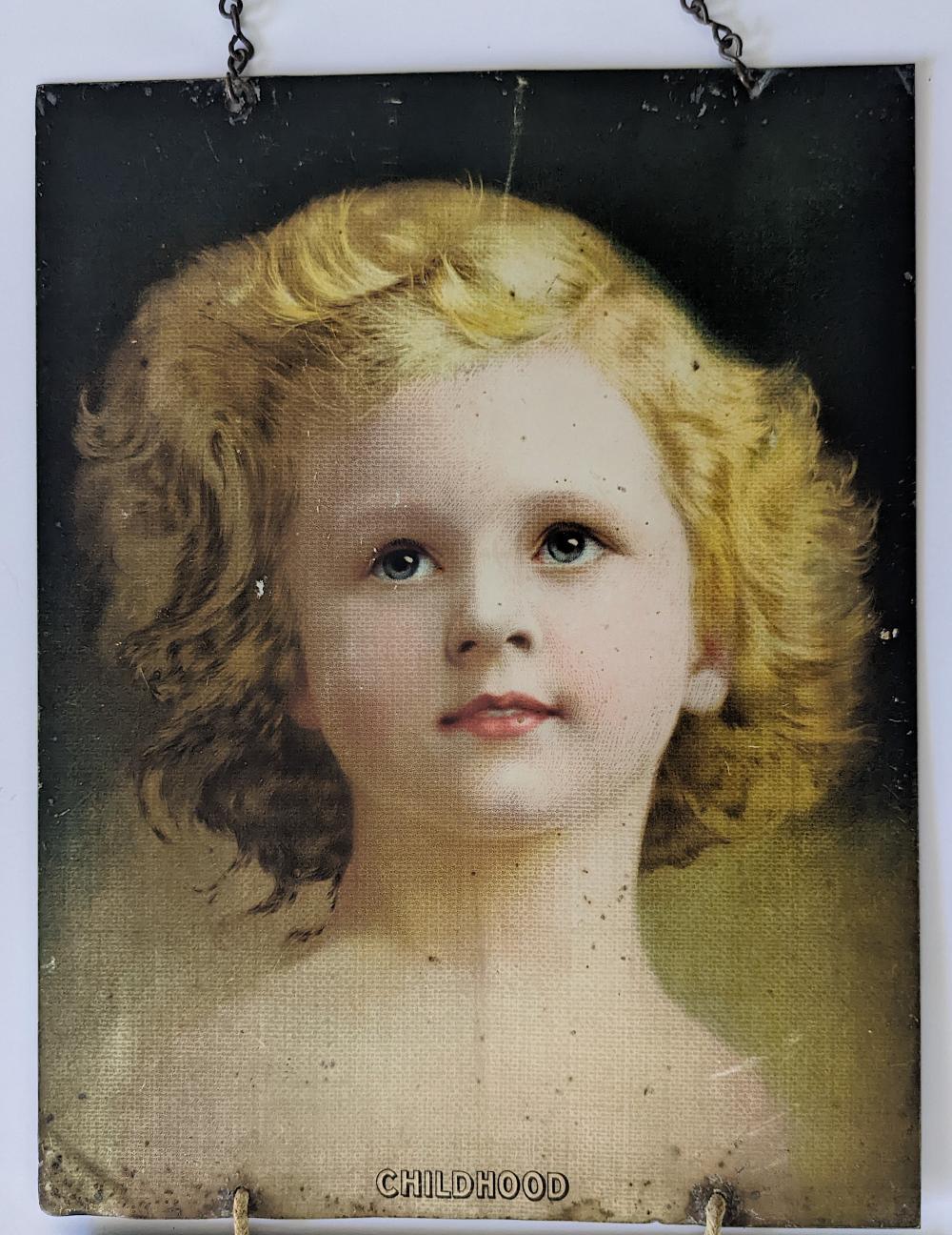 Antique Very Rare Tin Sign Stages Of A Woman Portraits