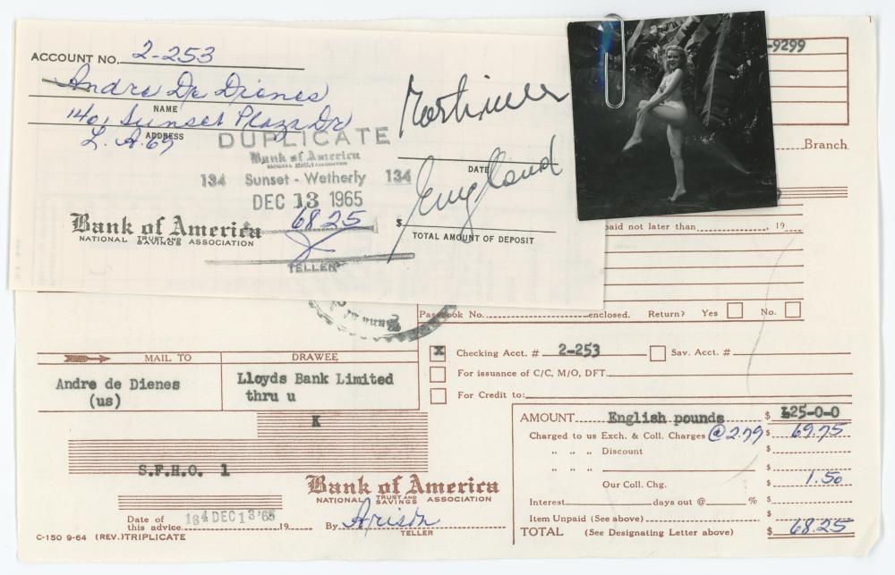 Vintage ANDRÉ DE DIENES Hand Signed Bank Deposit & Photo