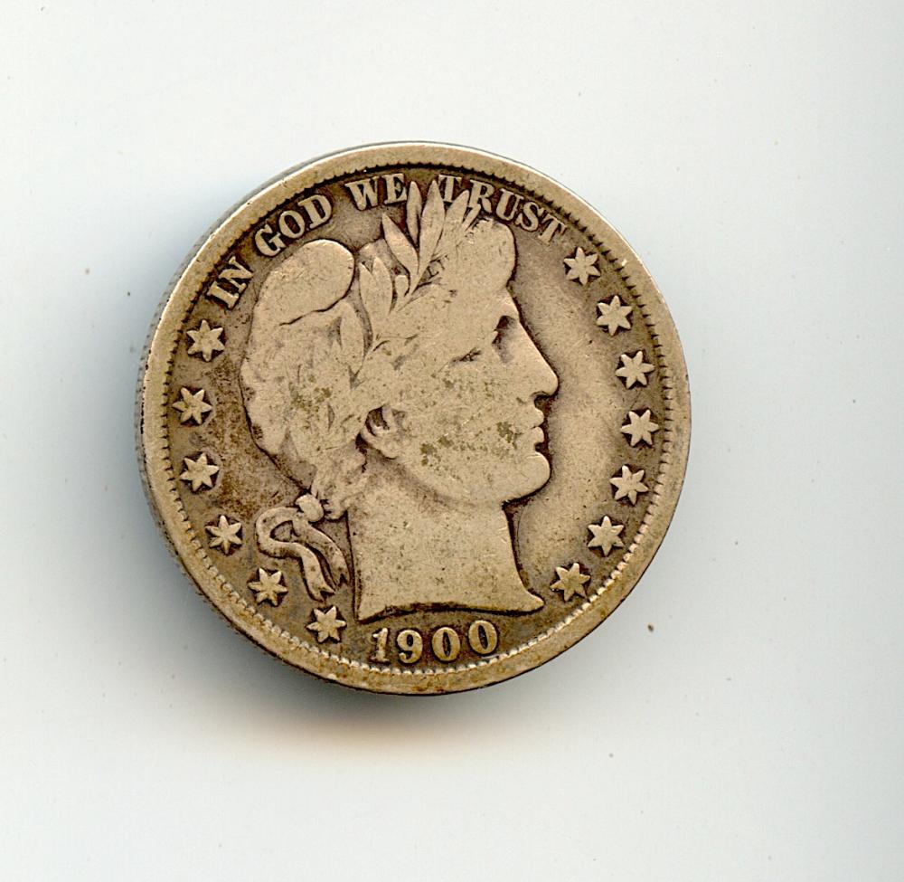 Silver Barber Half Dollar Coin 1900