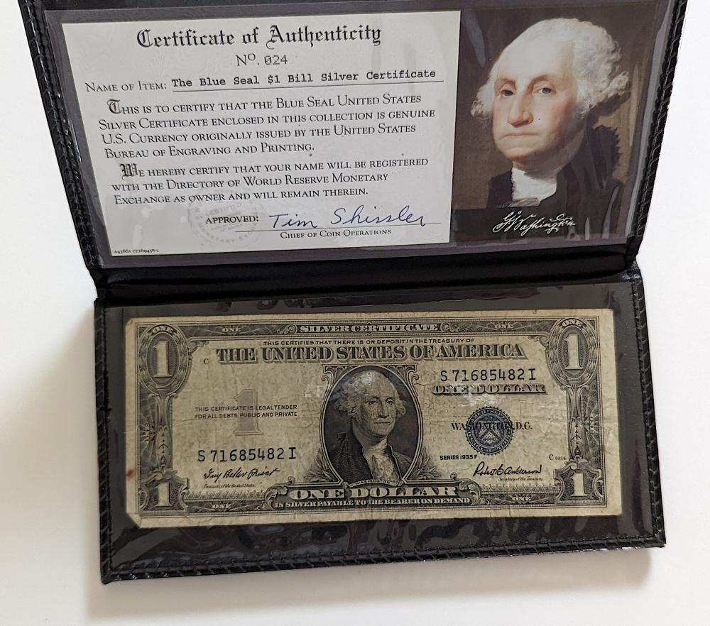 Certified $1 One Dollar Series 1935 F Blue Seal