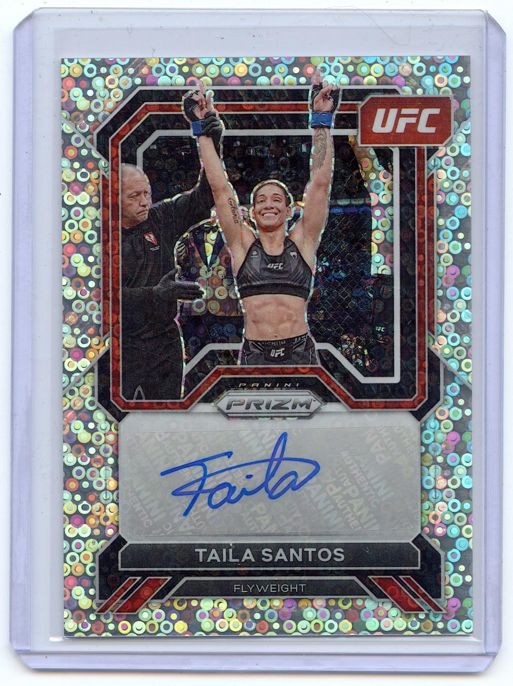 2023 Taila Santos Panini Prizm UFC Superstar Autographs Silver Disco Prizm Auto