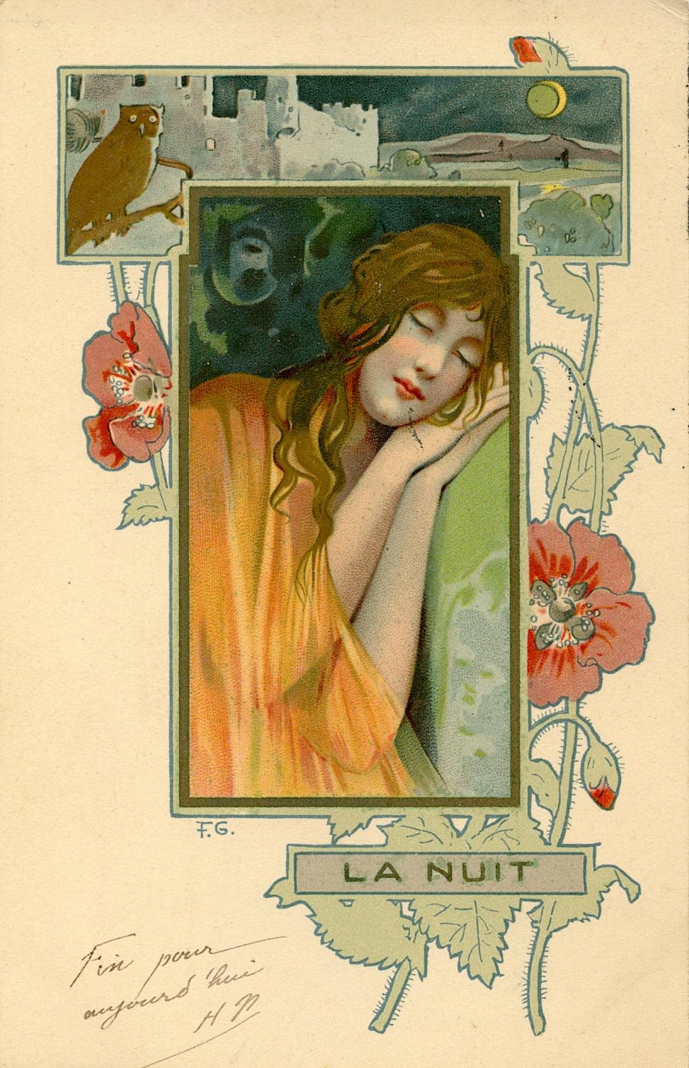 Antique Rare French Postcard Art Nouveau Deco