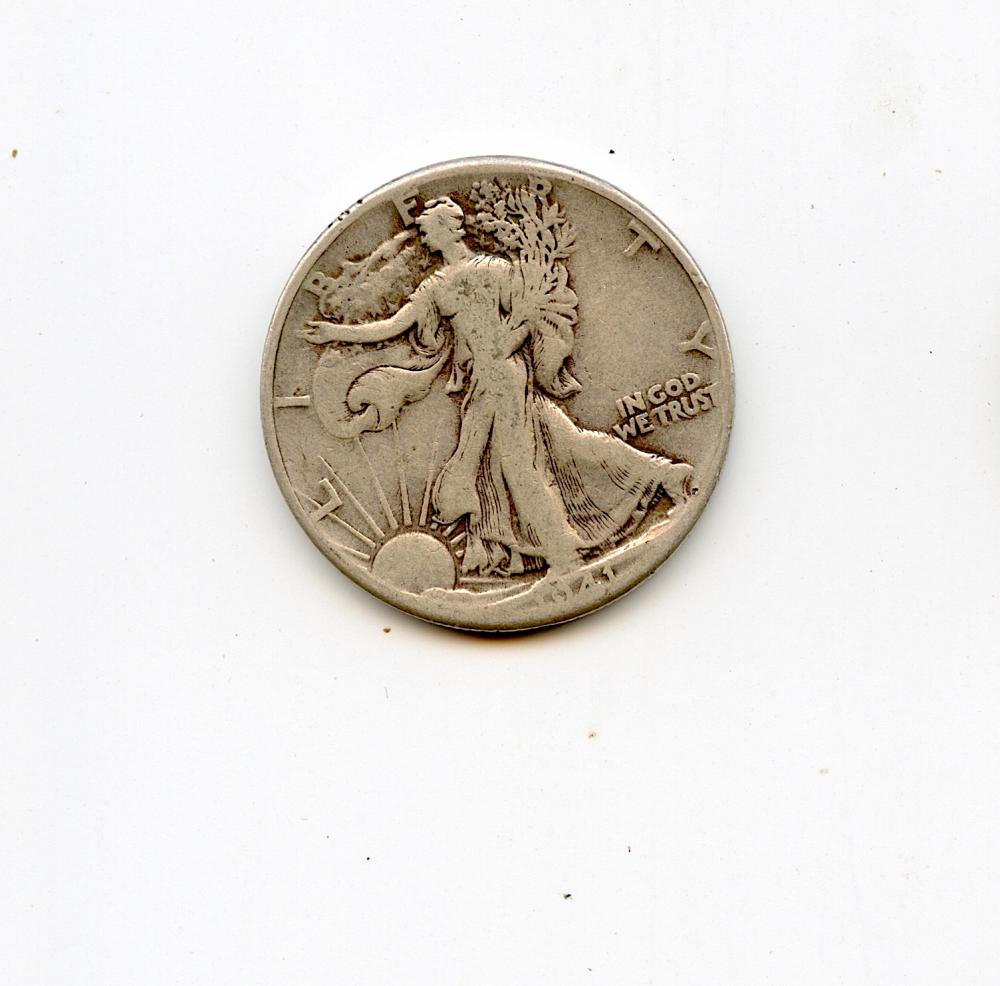 1941 Walking Liberty Silver Half Dollar Coin