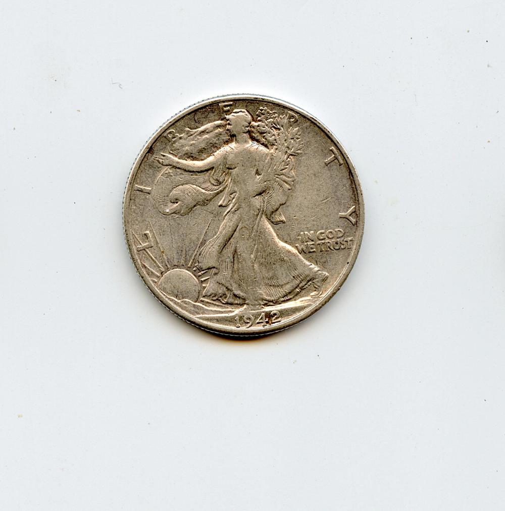 1942 Walking Liberty Silver Half Dollar Coin