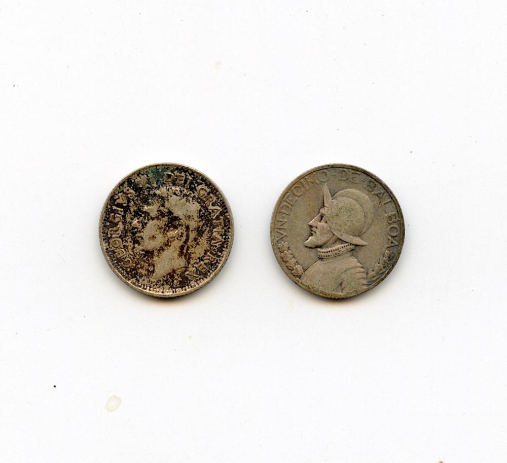 Vintage Set 2 Silver Panama & Canada Coins