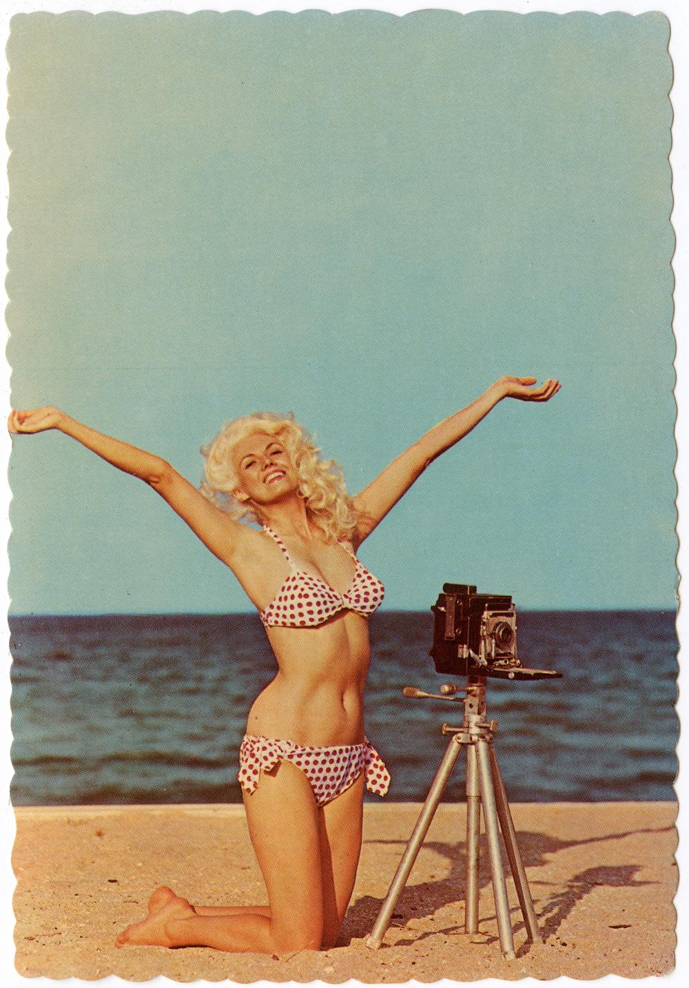 Scarce Original (No Repro.) BUNNY YEAGER Pin Up Postcard