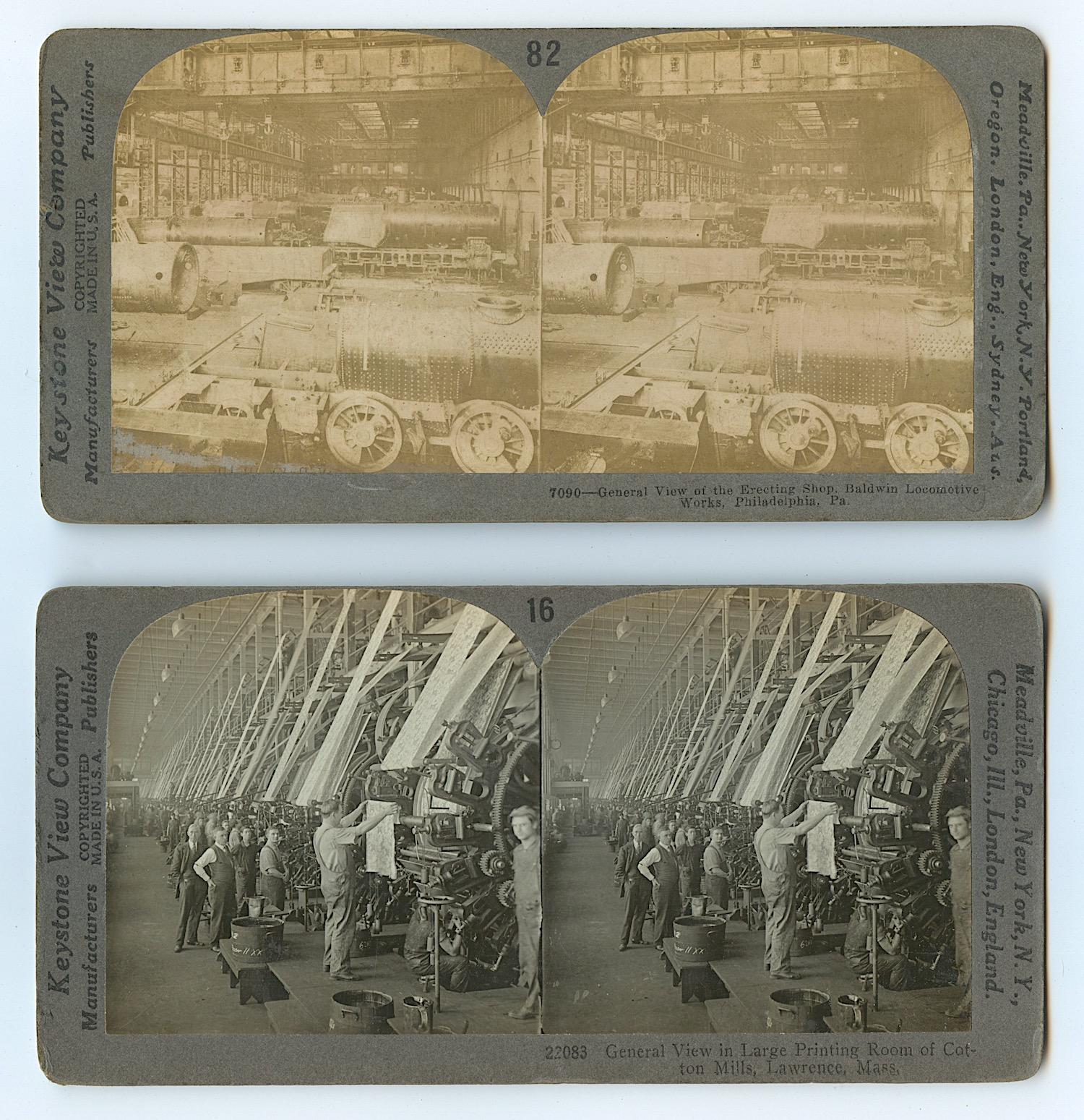 Antique Rare Set of 2 Stereoscope Photo Cards Industrial