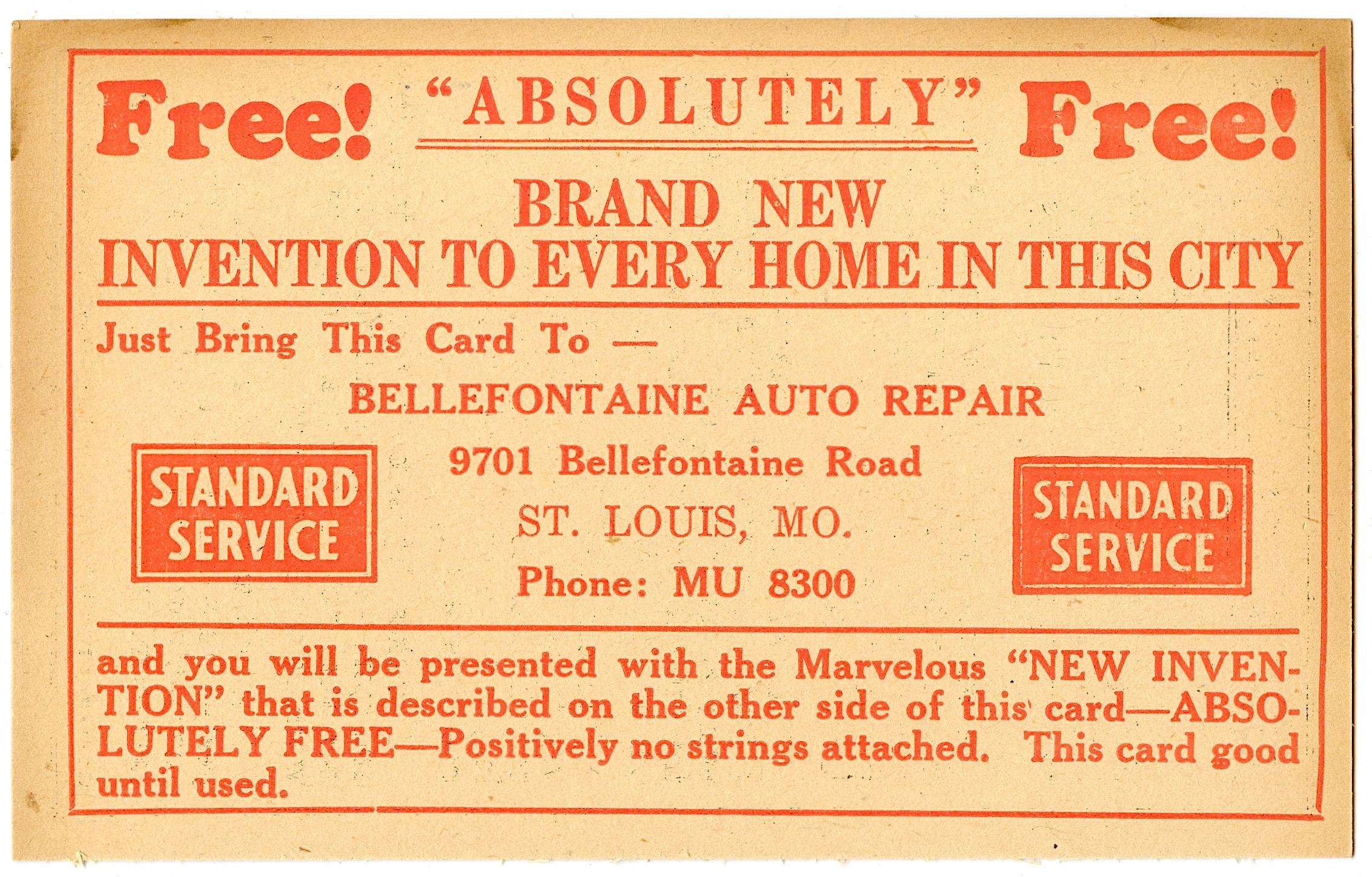 Rare Vintage Postcard / Tradecard Auto Repair Advertising