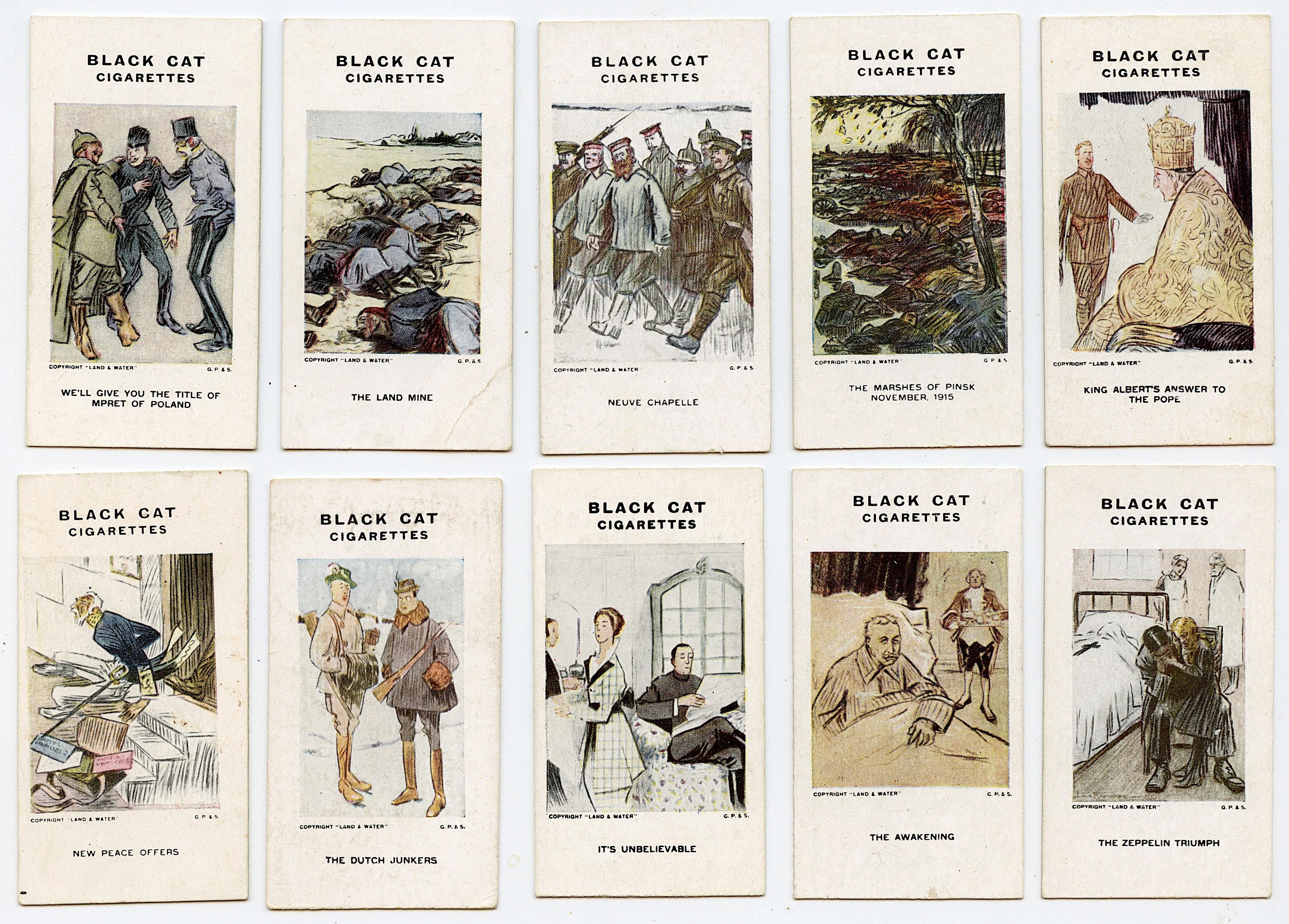 10 BLACK CAT CIGARETTES Cards, Vintage