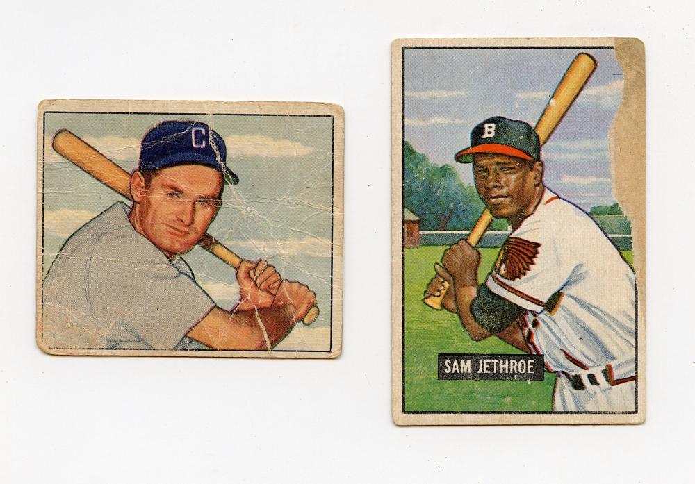 Set 2 Baseball Cards Bowman Gum, 1950/1951