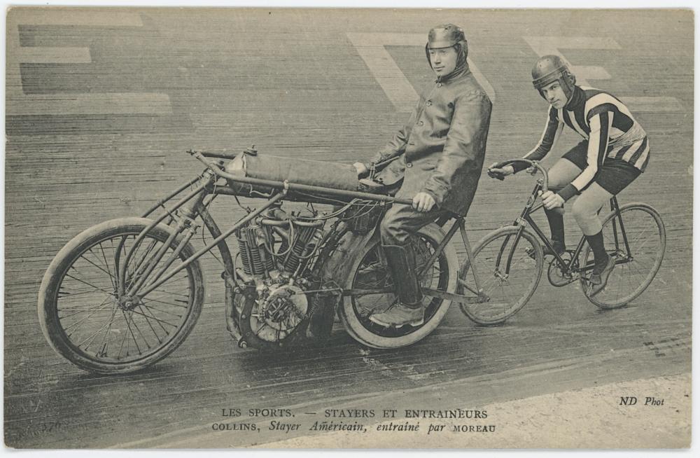 Antique Photogravure PC Motor-Paced American Cyclist Collin