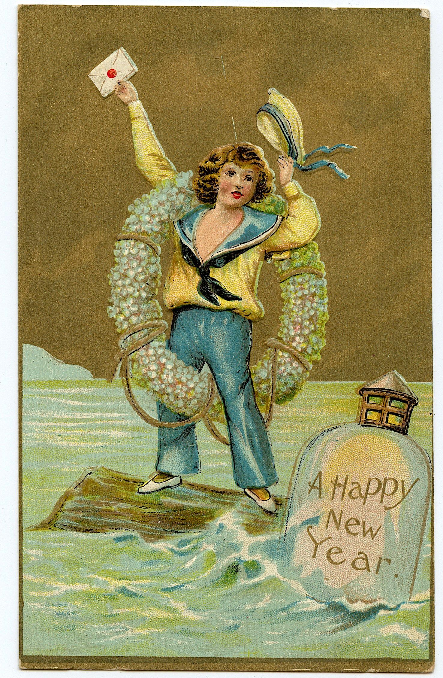 Antique / Vintage Postcard New Years