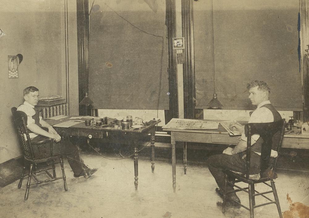 Antique Photo Illustrator Charlie Parker Office, 1922
