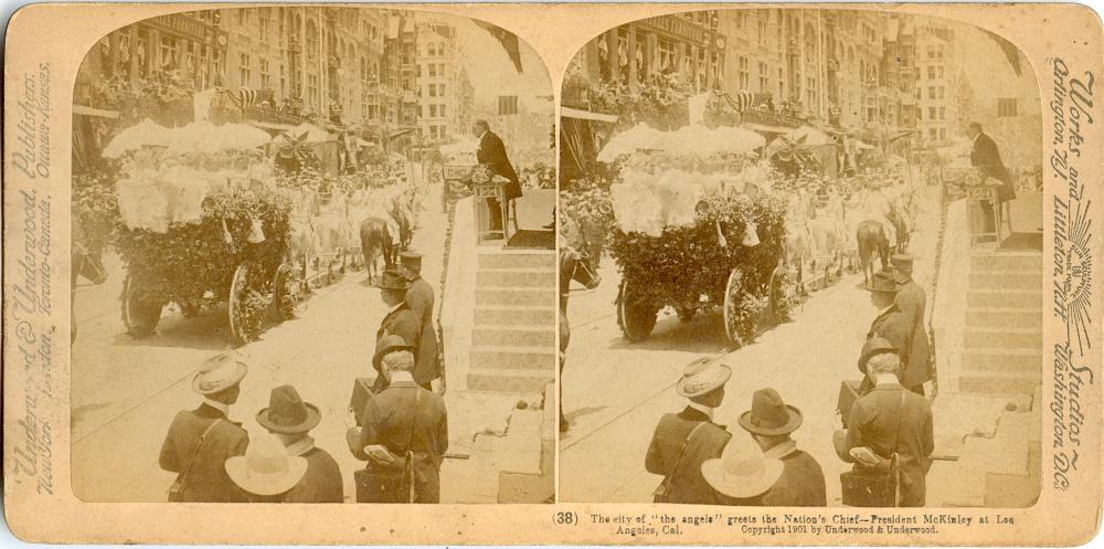 Rare Authentic Antique Real Photo Stereoview Pres. McKinley, LA, CA