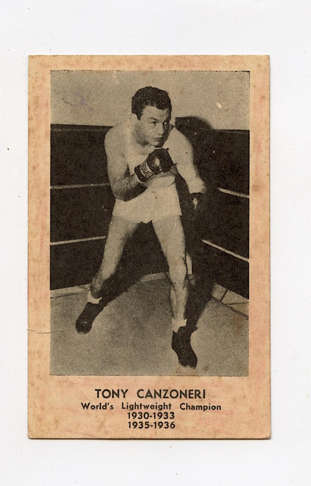 Rare AUTHENTIC Vintage Antique SIGNED BOXING Card TONY CANZONERI