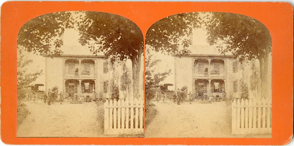 Antique Real Photo Stereoview American House Civil War Era