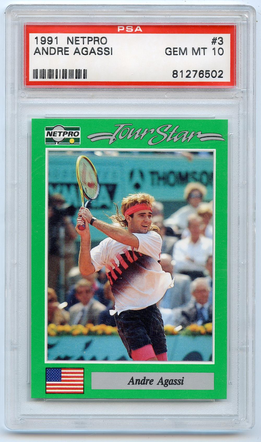 Andre Agassi 1991 Netpro Tennis Rookie Card RC #3 PSA GEM MT 10