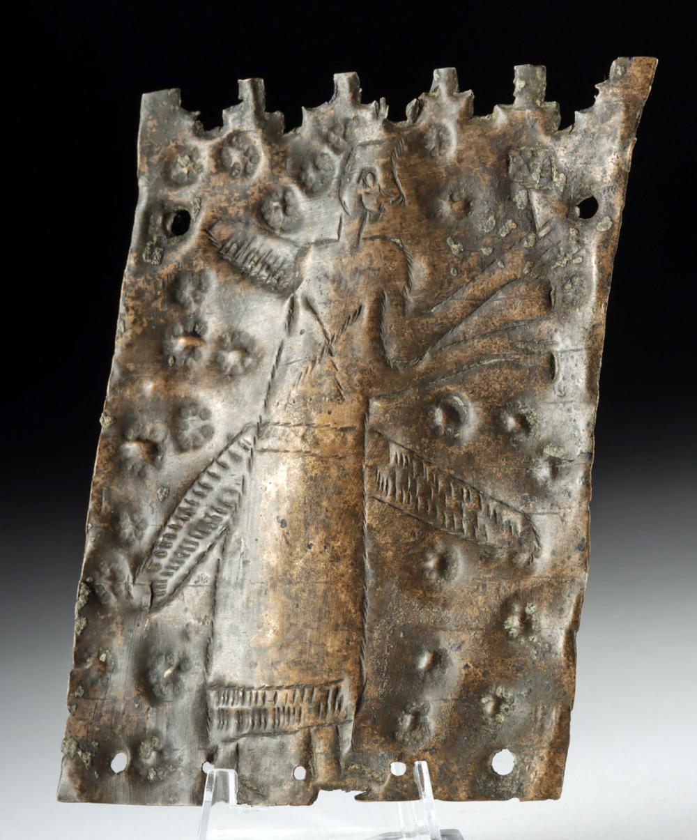 Urartian Bronze Votive Plaque - Warrior w/ Standard