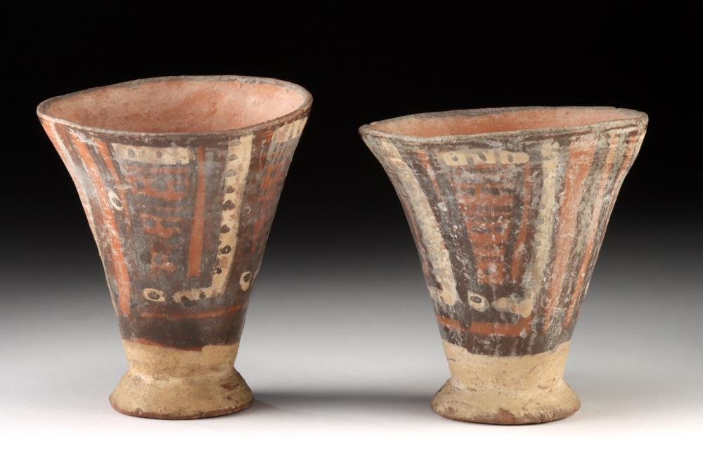 2 Huari Humaya Style Polychrome Pottery Cups, TL Tested