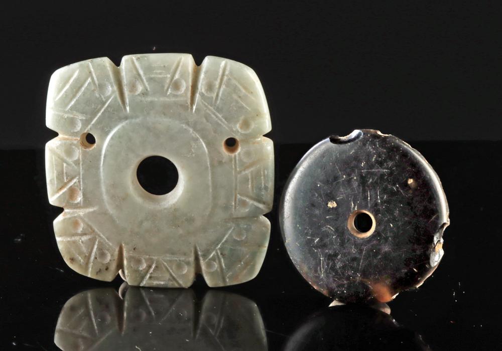 Costa Rica Greenstone and Maya Obsidian Pendants