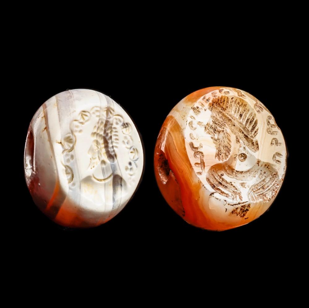 Sasanian Carved Agate Stamp Seals (2)