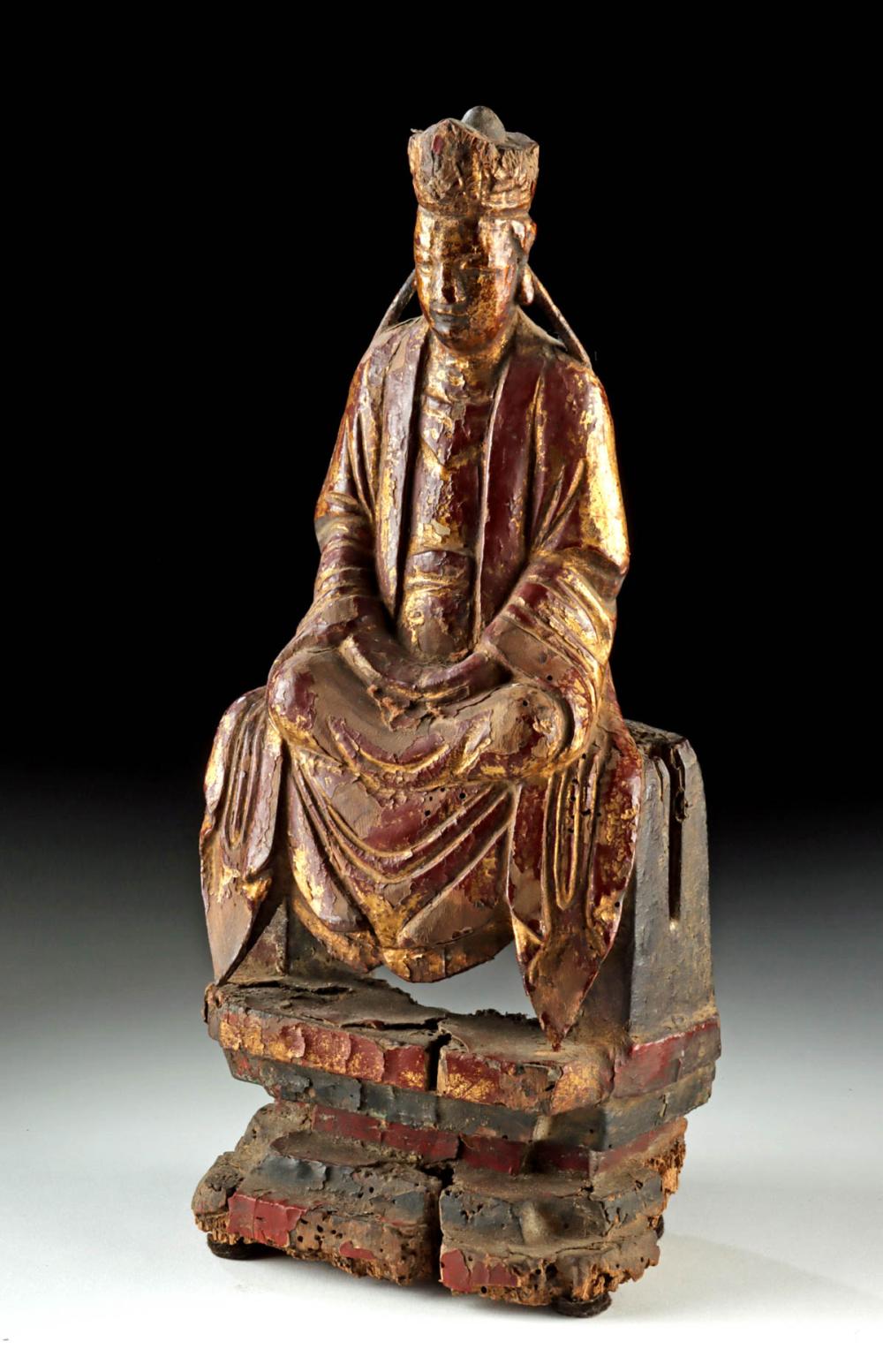Chinese Ming Era Guanyin Shrine Figure + Sealed Niche