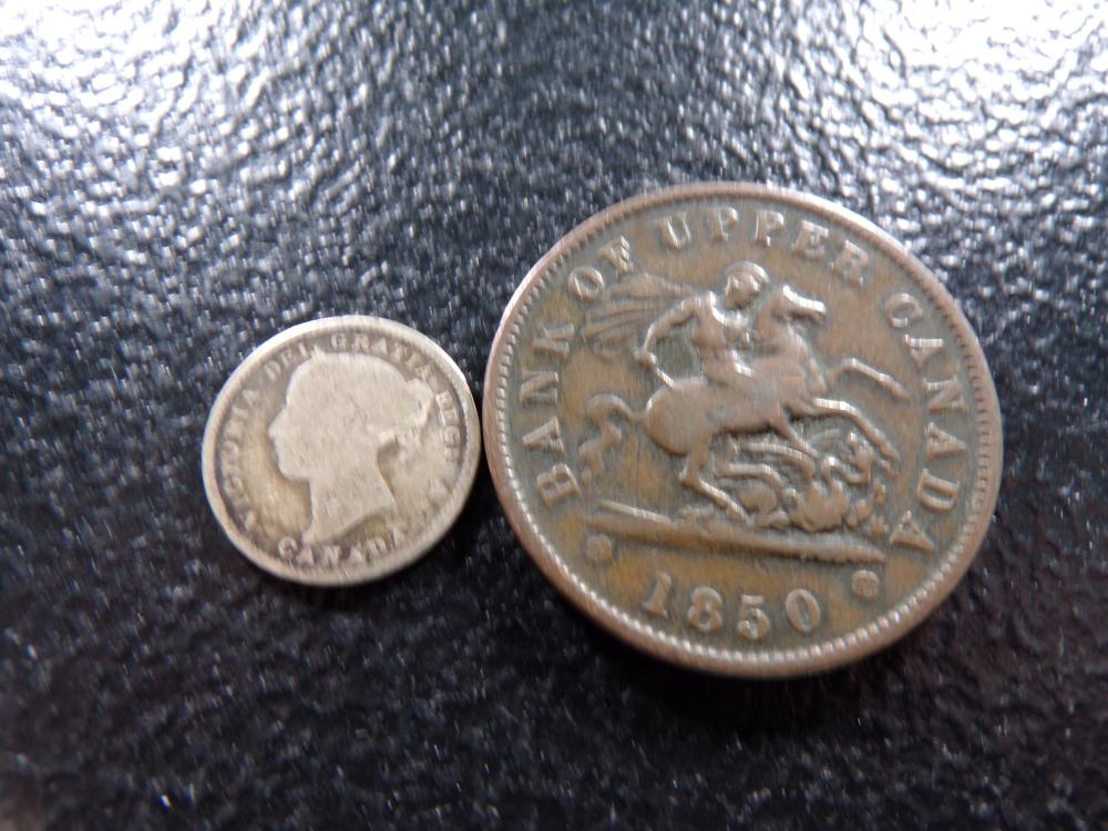1850 Upper Canada 1 Penny & 1898 Canada 10 Silver Cents (2 PCS)