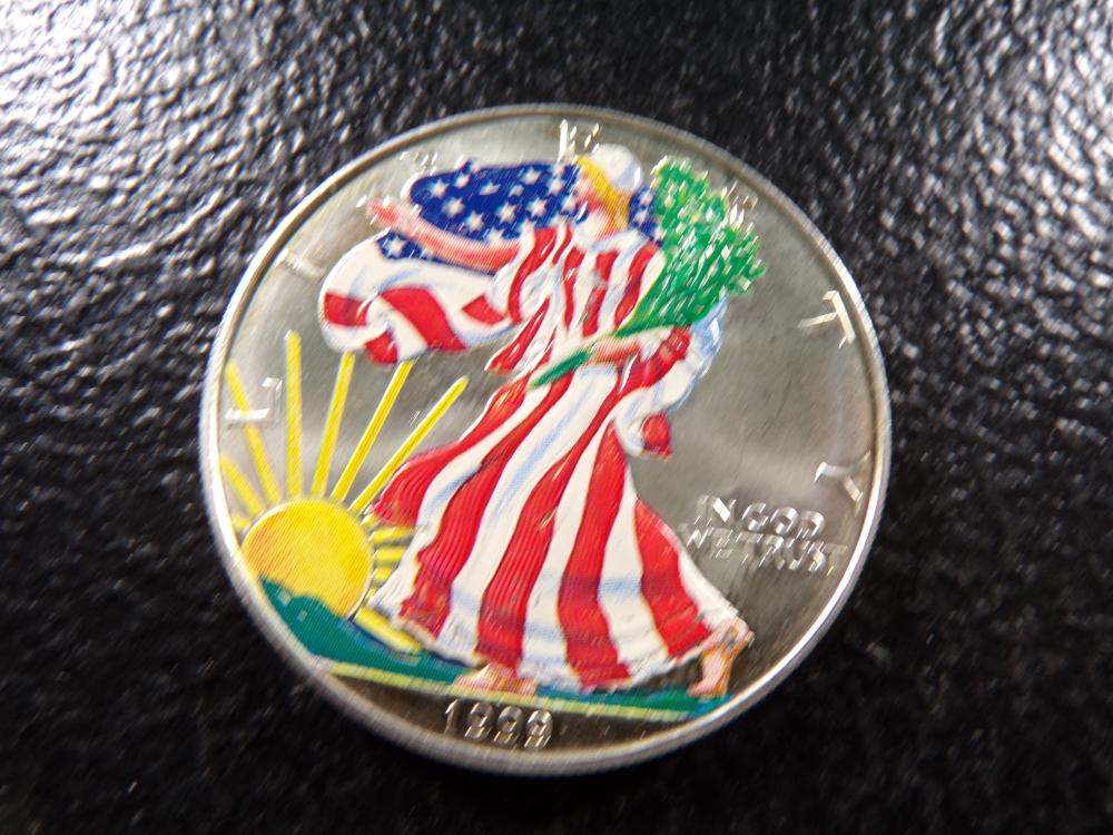 1999 COLOR ENHANCED AMERICAN SILVER EAGLE DOLLAR *****1 OZ. SILVER