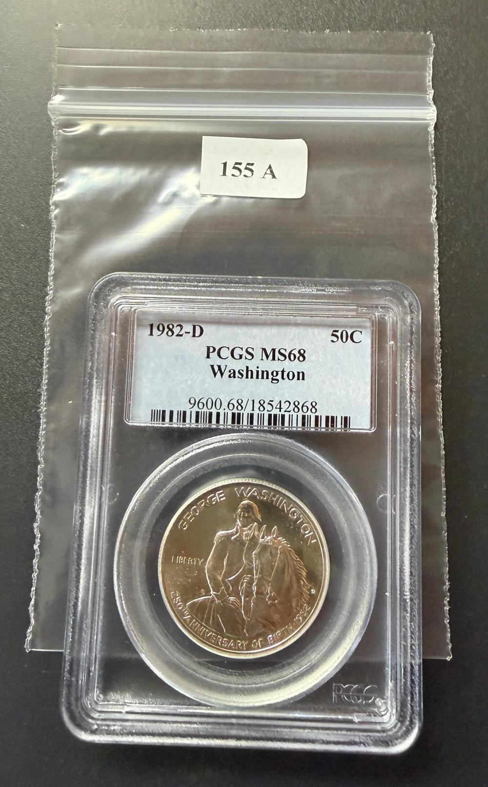 1982 D Silver Washington Commemorative Half Dollar PCGS MS68