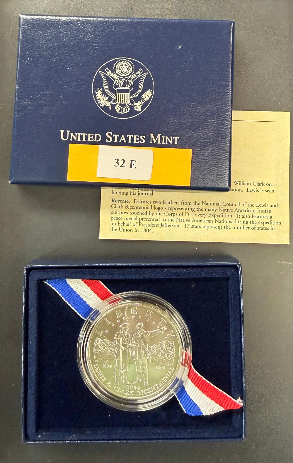 2004 P Lewis & Clark Silver BU Commemorative Dollar in OGP