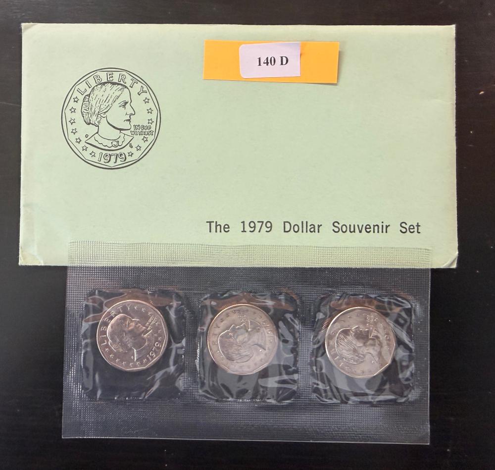 1979 Susan B Anthony Dollar Souvenir Set (3 coins) in OGP