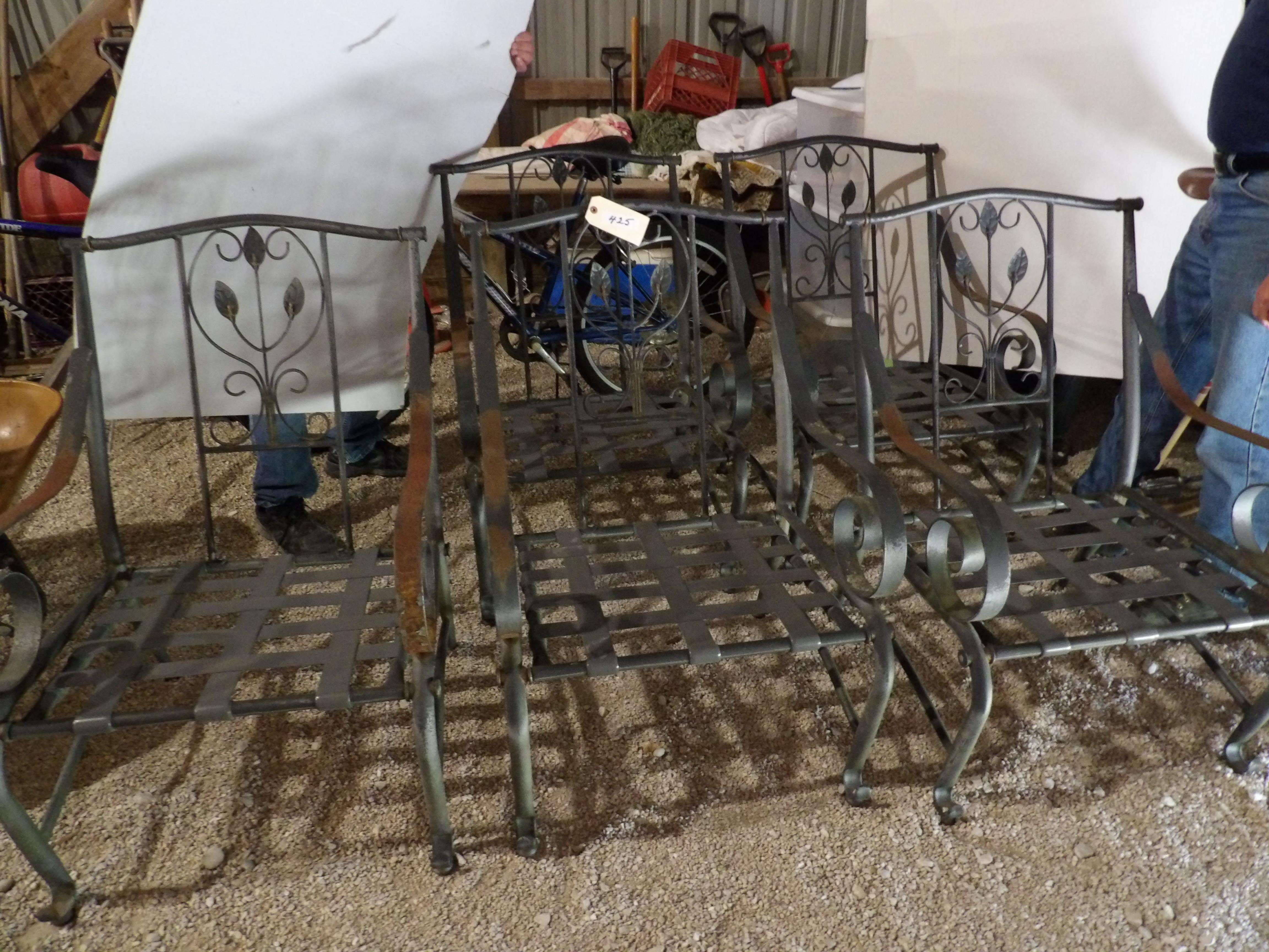 Lot (5) METAL PATIO CHAIRS (NO CUSHIONS)