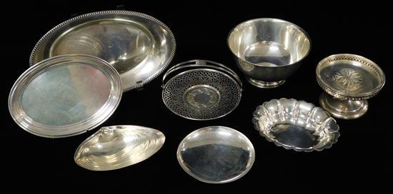 SILVER: Assortment of sterling silver hollowware, eight pieces: International sterling Paul Revere Reproduction round bowl, footed b...