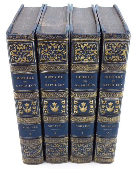 BOOKS: Nervins, M. de. Historie de Napoleon...Paris 1828, four volumes, 1/4 leather and boards, wear consistent with age and use.
