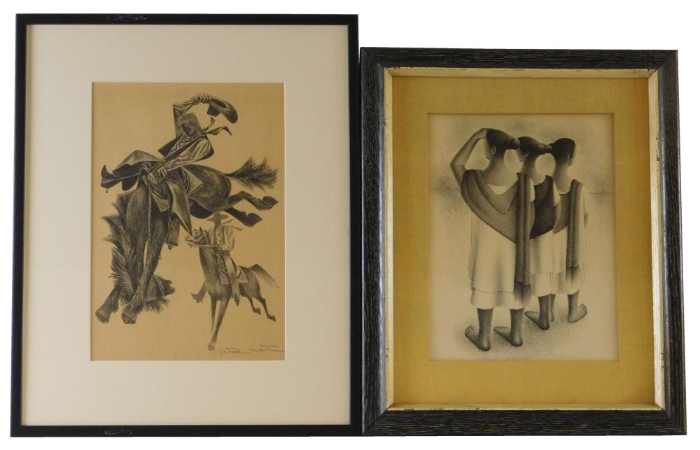 Two Prints: Fletcher Martin (United States 1904 - 1979) "Rodeo" lithograph, c. 1950; Ed: unknown, sined with pencil lower right, pri...