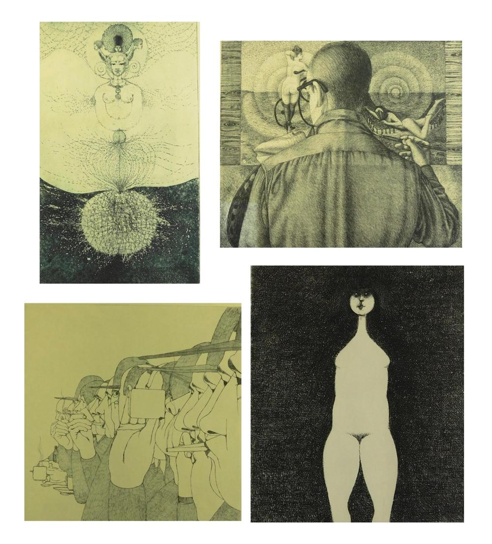 Four Prints: Daniel Serra-Badue (Cuba/United States) 1914-1966. Self-Portrait at Age 48. Lithograph, 1973. Windisch/Cole 2247. Ed: 2...